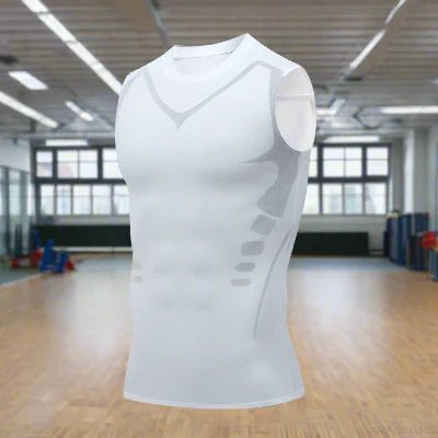 Haut de Compression - GymSleevelessShirt™ - Blanc - GymVibe Outfit