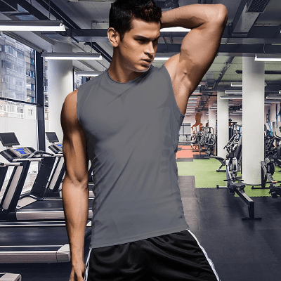 Haut de Compression - GymSleevelessShirt™ - Gris - GymVibe Outfit