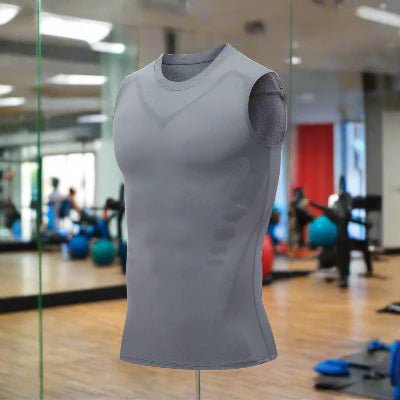 Haut de Compression - GymSleevelessShirt™ - Gris - GymVibe Outfit