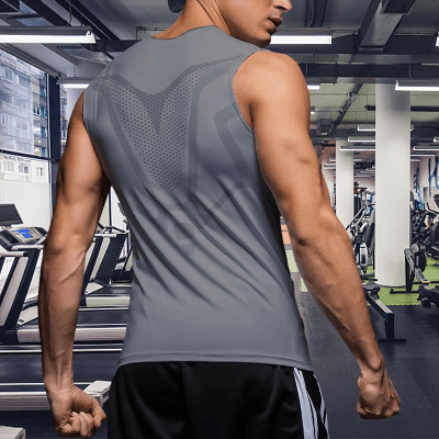 Haut de Compression - GymSleevelessShirt™ - Gris - GymVibe Outfit