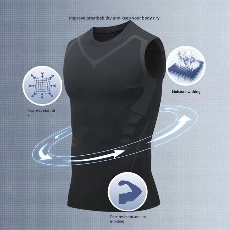 Haut de Compression - GymSleevelessShirt™ - Noir - GymVibe Outfit