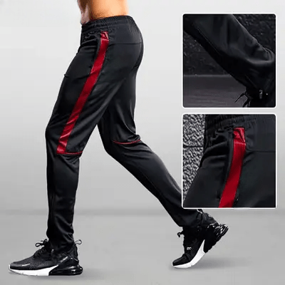 Pantalon sport homme - MenSportPants™ - Noir&Rouge - GymVibe Outfit